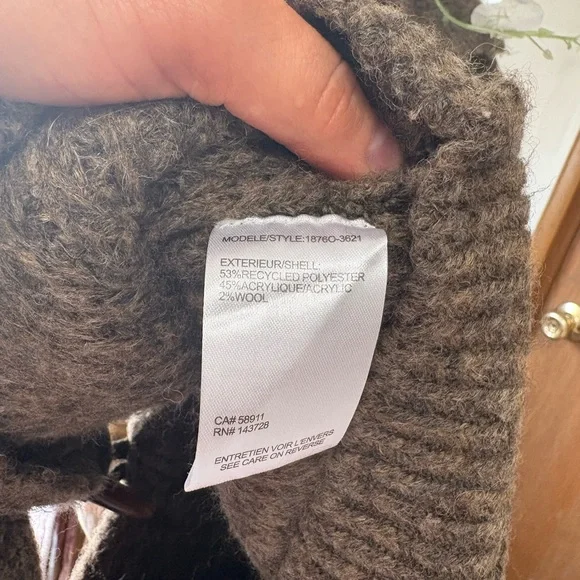 Tribal Taupe Ribbed Shawl-Collar Cardigan - Picture 8 of 10